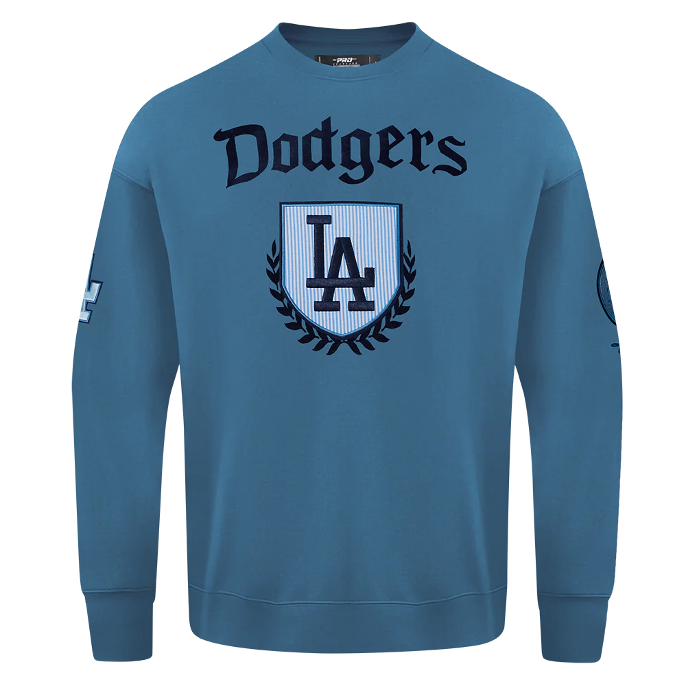 MLB LOS ANGELES DODGERS COUNTRY CLUB MEN'S DROP SHOULDER FLEECE CREWNECK (STEEL BLUE)