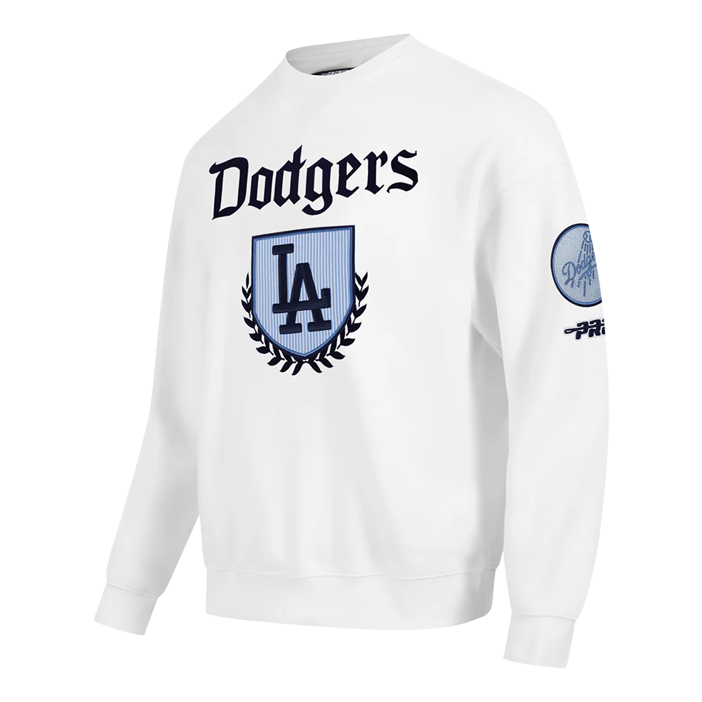 MLB LOS ANGELES DODGERS COUNTRY CLUB MEN'S DROP SHOULDER FLEECE CREWNECK (WHITE) - Image 2
