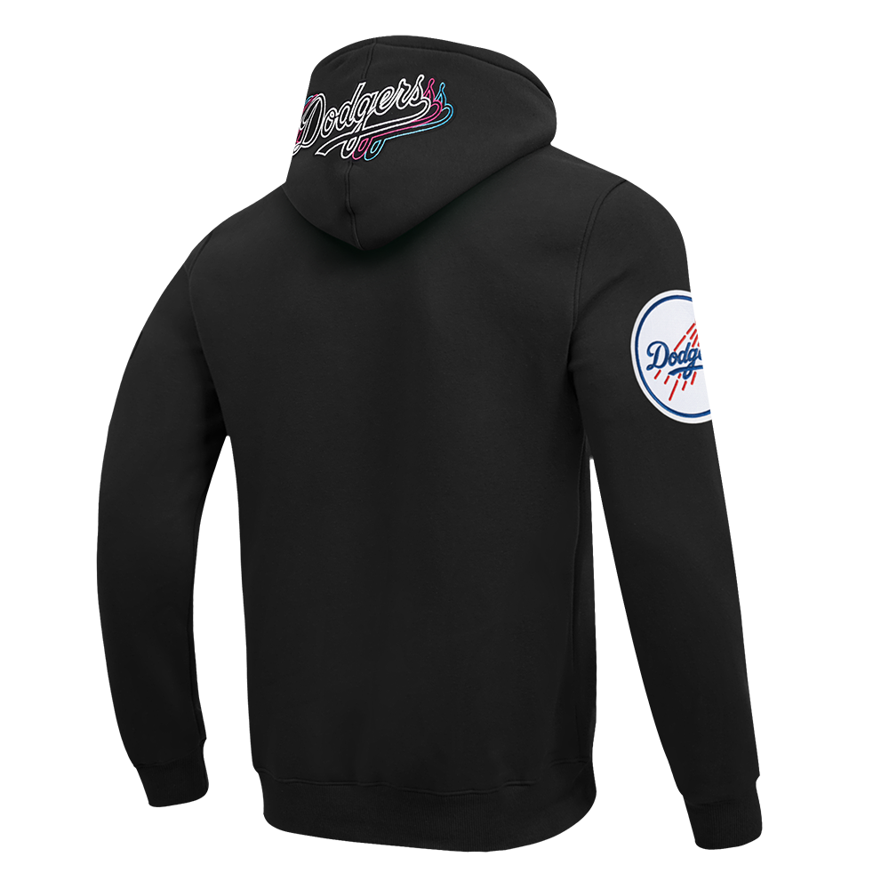 MLB LOS ANGELES DODGERS ECHO LOGO MEN'S FLEECE PULLOVER HOODIE (BLACK) - Image 4
