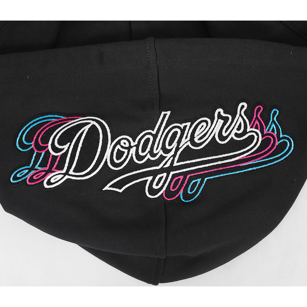 MLB LOS ANGELES DODGERS ECHO LOGO MEN'S FLEECE PULLOVER HOODIE (BLACK) - Image 8