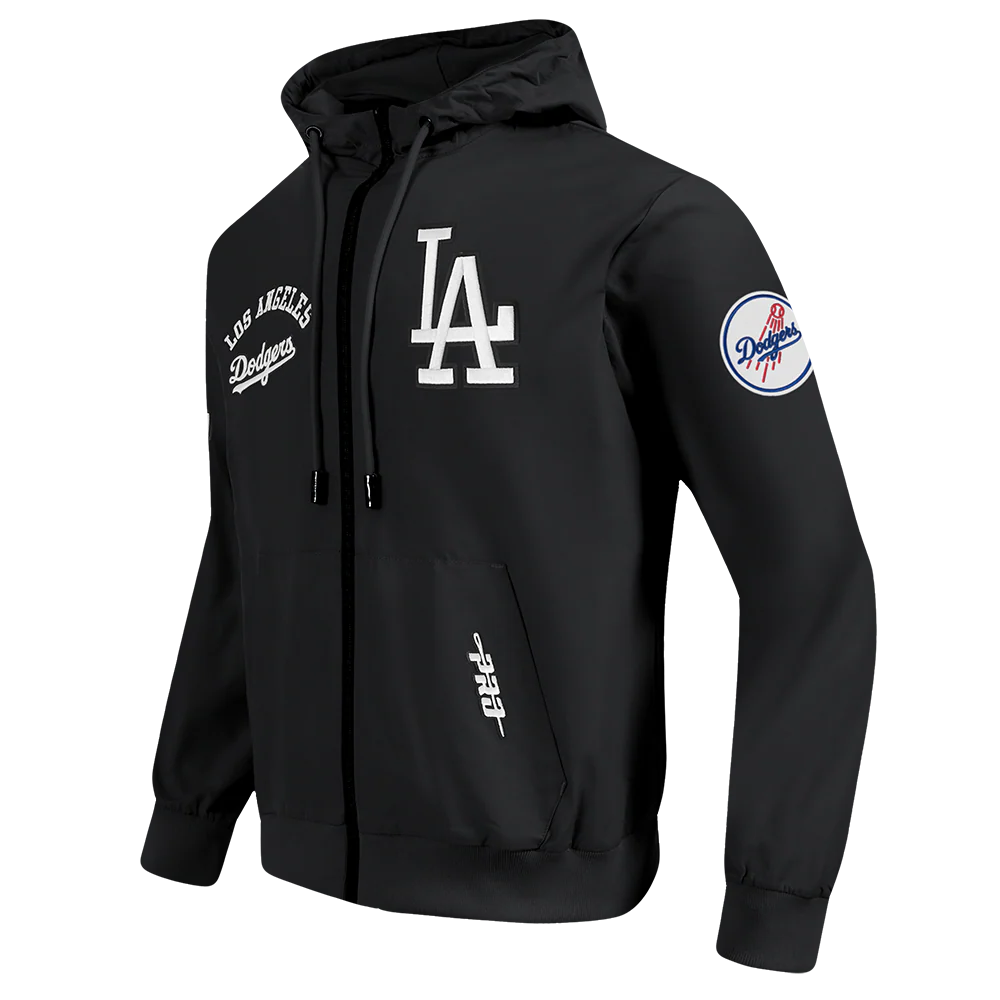 MLB LOS ANGELES DODGERS CLASSIC WIND SUIT MEN'S WOVEN FULL ZIP PULLOVER HOODIE (BLACK) - Image 2