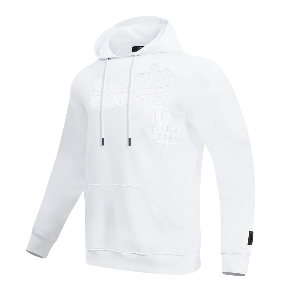 MLB LOS ANGELES DODGERS WHITE OUT MEN'S DOUBLE KNIT PULLOVER HOODIE (WHITE) - Image 2