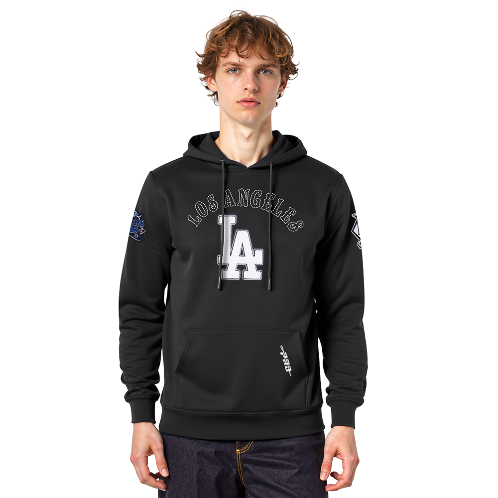 MLB LOS ANGELES DODGERS REBEL ATHLETICS MEN'S FLC PO HOODIE (BLACK)