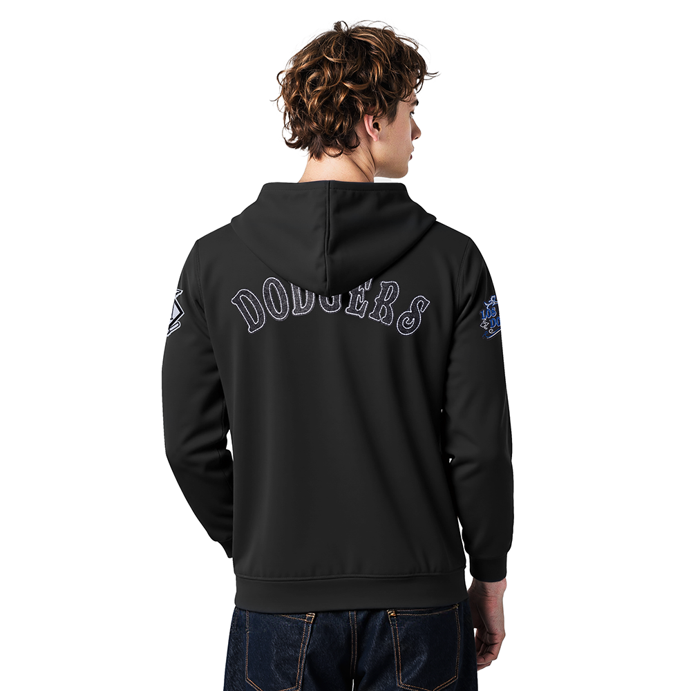 MLB LOS ANGELES DODGERS REBEL ATHLETICS MEN'S FLC PO HOODIE (BLACK) - Image 2