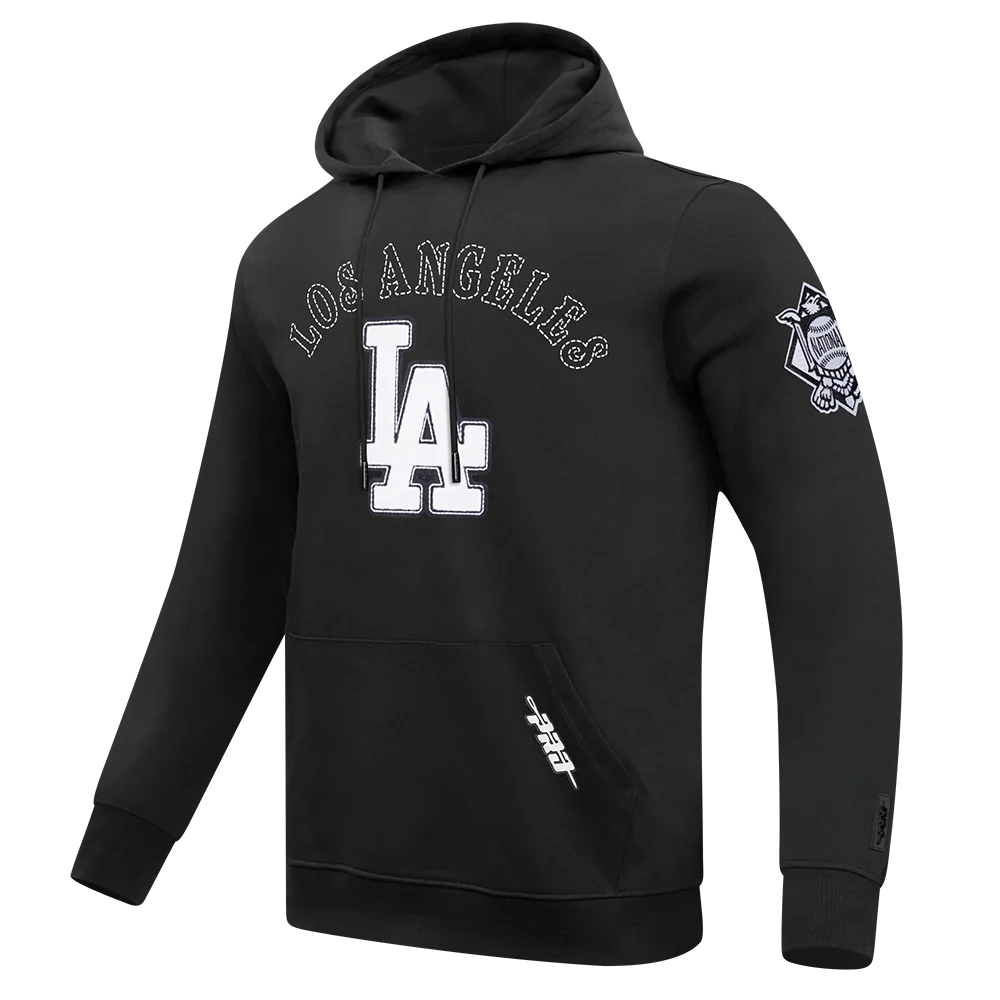 MLB LOS ANGELES DODGERS REBEL ATHLETICS MEN'S FLC PO HOODIE (BLACK) - Image 3