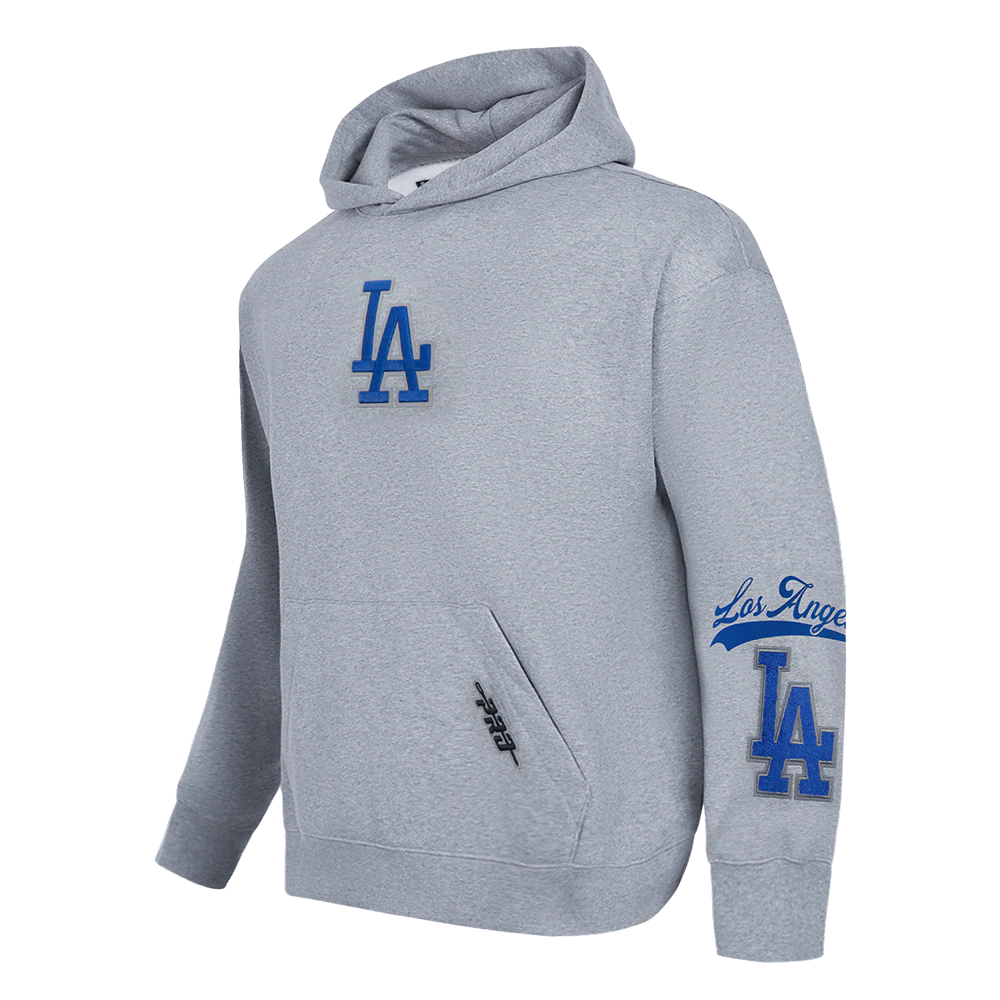 MLB LOS ANGELES DODGERS LIVING LARGE MEN'S DROP SHOULDER FLC PO HOODIE (DARK HEATHER GRAY) - Image 3