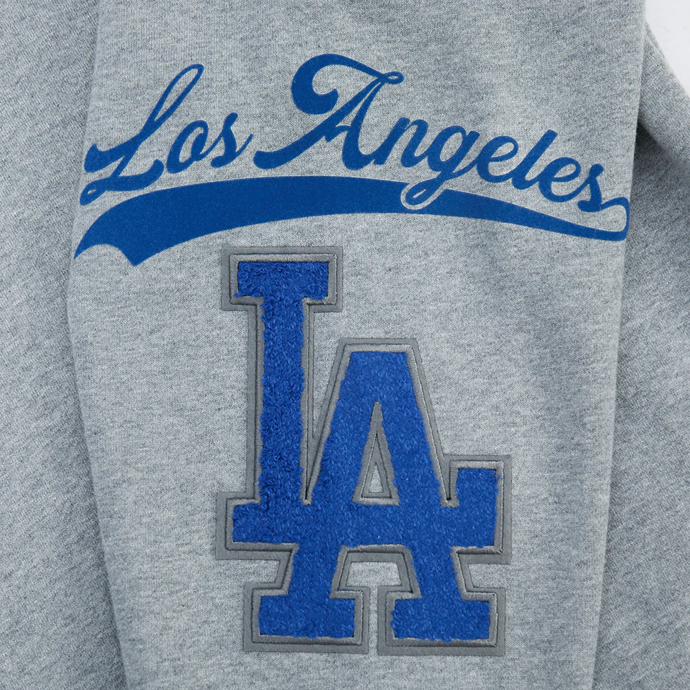 MLB LOS ANGELES DODGERS LIVING LARGE MEN'S DROP SHOULDER FLC PO HOODIE (DARK HEATHER GRAY) - Image 8