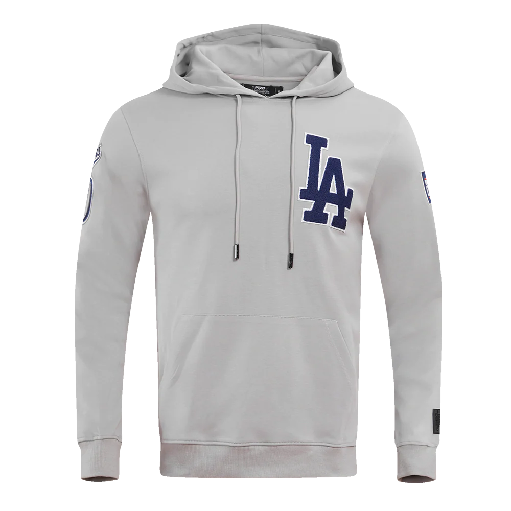 MLB LOS ANGELES DODGERS CLASSIC CHENILLE MEN'S PULLOVER HOODIE (GRAY)