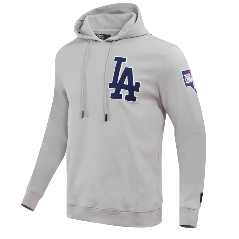 MLB LOS ANGELES DODGERS CLASSIC CHENILLE MEN'S PULLOVER HOODIE (GRAY) - Image 2
