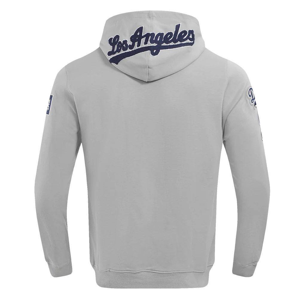 MLB LOS ANGELES DODGERS CLASSIC CHENILLE MEN'S PULLOVER HOODIE (GRAY) - Image 4