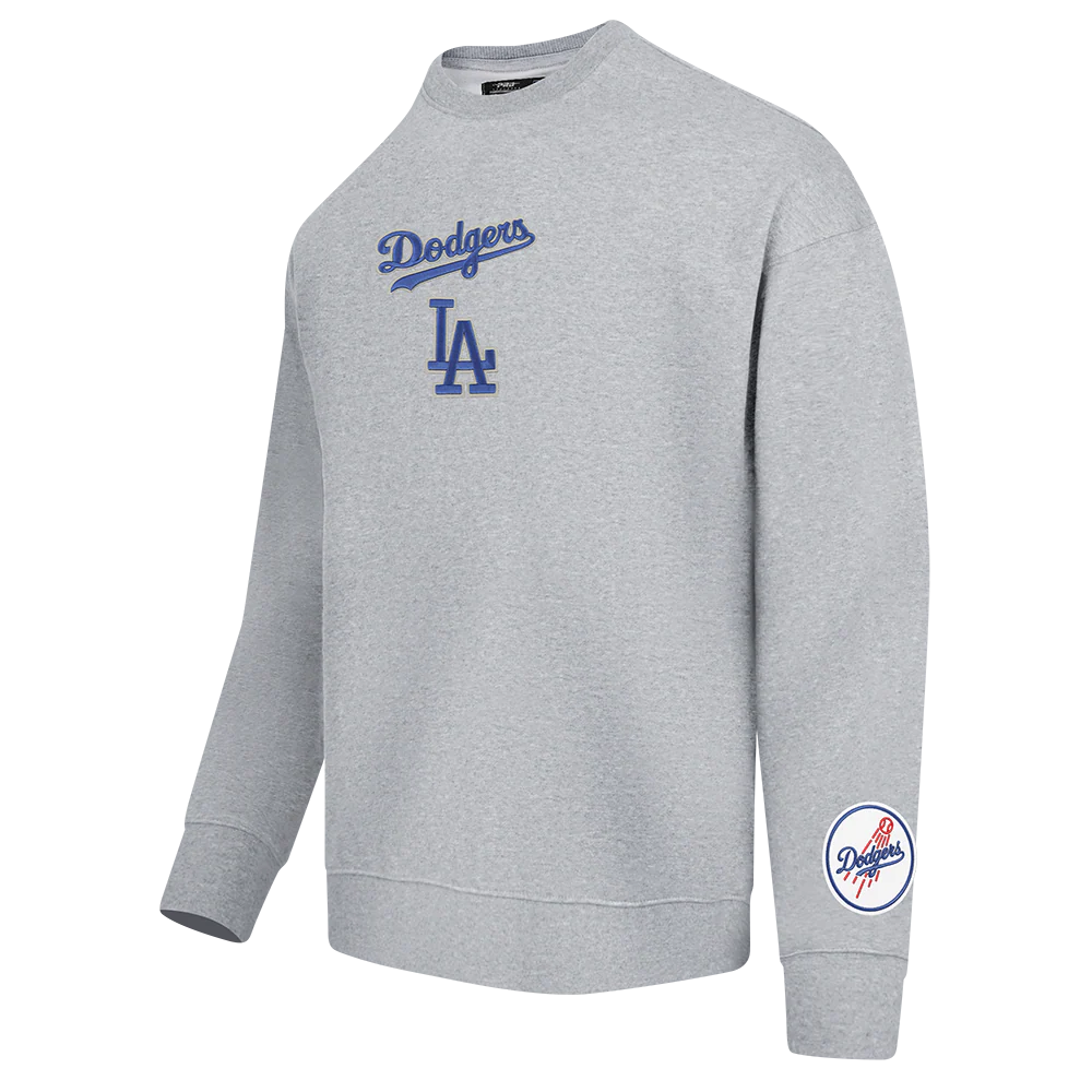 MLB LOS ANGELES DODGERS WINGSPAN MEN'S DROP SHOULDER FLC CREWNECK (DARK HEATHER GRAY) - Image 3