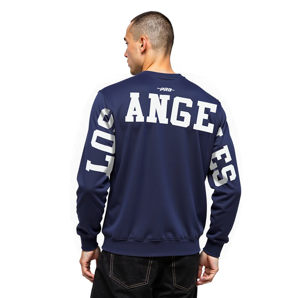 MLB LOS ANGELES DODGERS WINGSPAN MEN'S DROP SHOULDER FLC CREWNECK (MIDNIGHT NAVY)