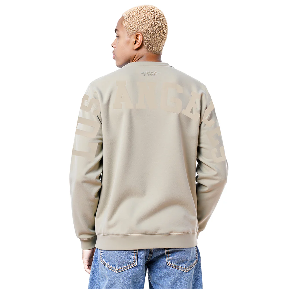 MLB LOS ANGELES DODGERS WINGSPAN MEN'S DROP SHOULDER FLC CREWNECK (TAUPE)