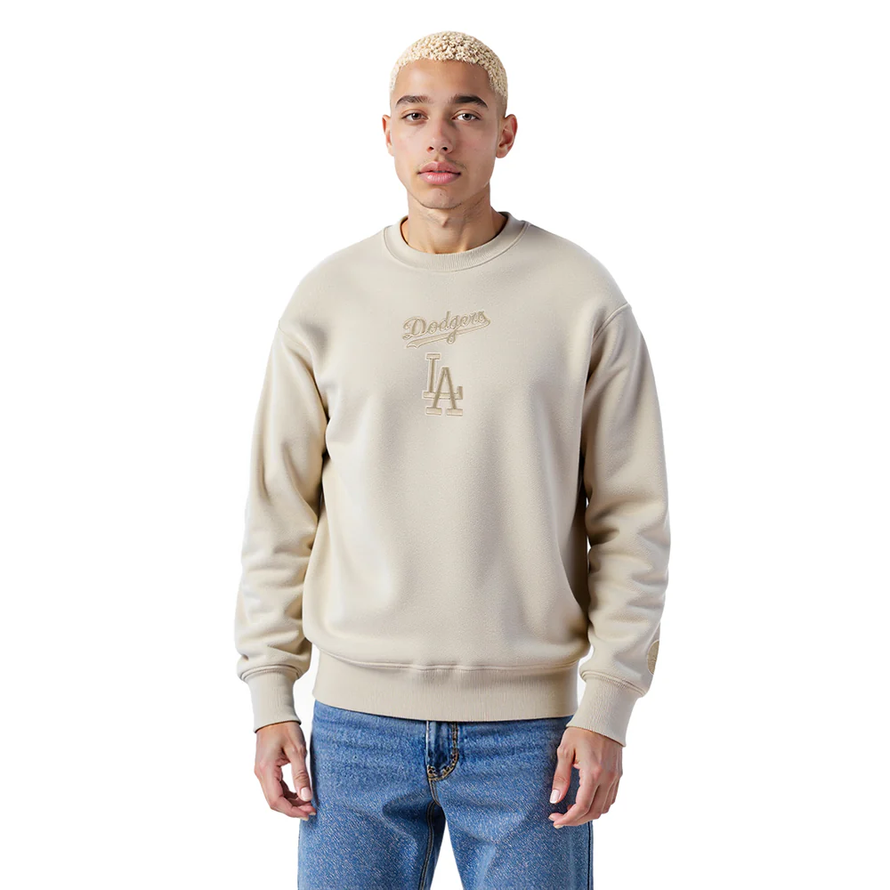 MLB LOS ANGELES DODGERS WINGSPAN MEN'S DROP SHOULDER FLC CREWNECK (TAUPE) - Image 2