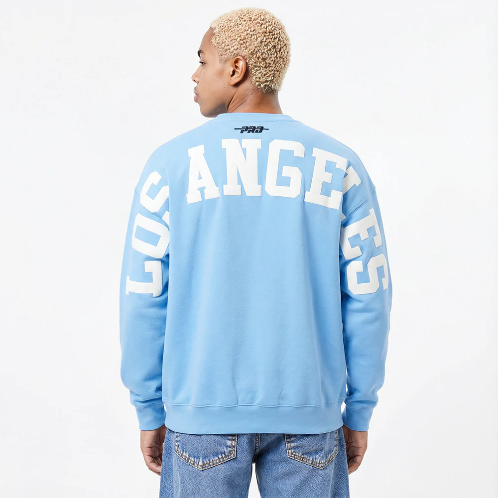MLB LOS ANGELES DODGERS WINGSPAN MEN'S DROP SHOULDER FLC CREWNECK (UNIVERSITY BLUE)