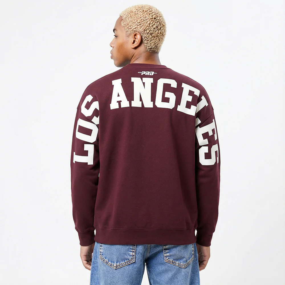 MLB LOS ANGELES DODGERS WINGSPAN MEN'S DROP SHOULDER FLC CREWNECK (WINE)