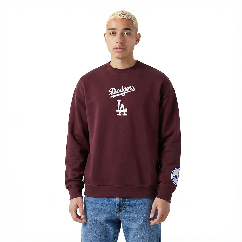 MLB LOS ANGELES DODGERS WINGSPAN MEN'S DROP SHOULDER FLC CREWNECK (WINE) - Image 2