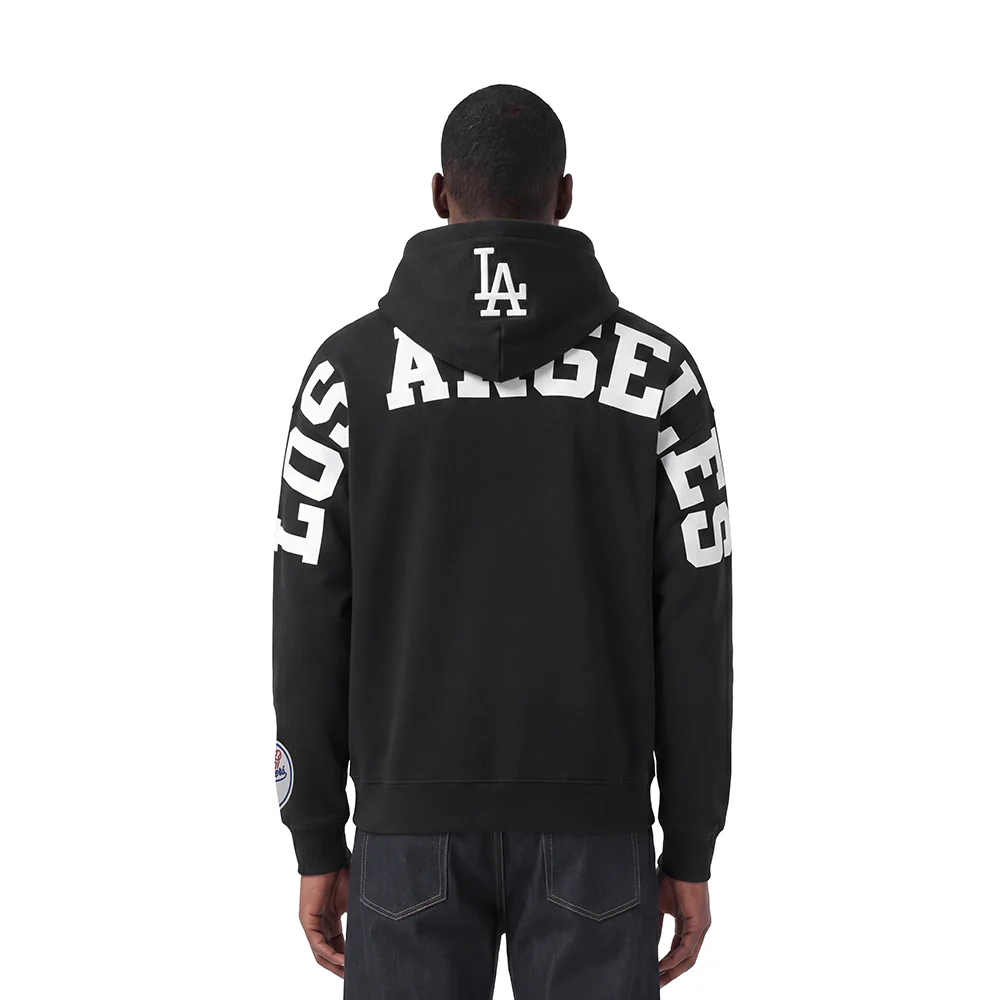 MLB LOS ANGELES DODGERS WINGSPAN MEN'S DROP SHOULDER FLC PO HOODIE V (BLACK)