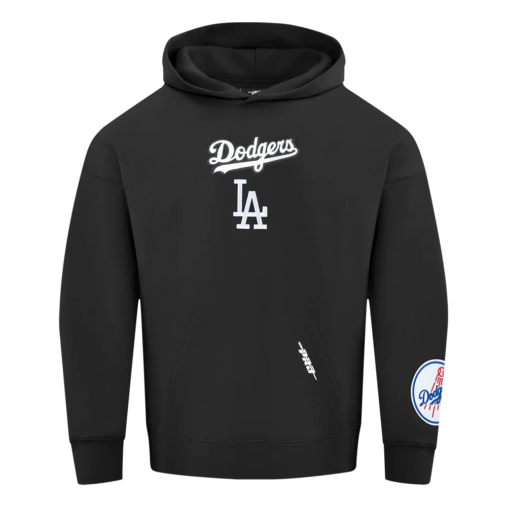 MLB LOS ANGELES DODGERS WINGSPAN MEN'S DROP SHOULDER FLC PO HOODIE V (BLACK) - Image 3