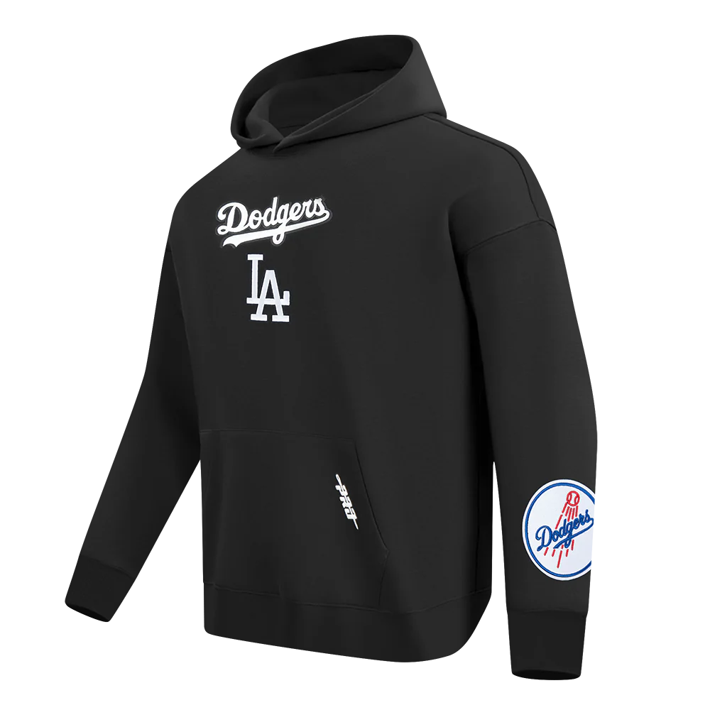 MLB LOS ANGELES DODGERS WINGSPAN MEN'S DROP SHOULDER FLC PO HOODIE V (BLACK) - Image 4