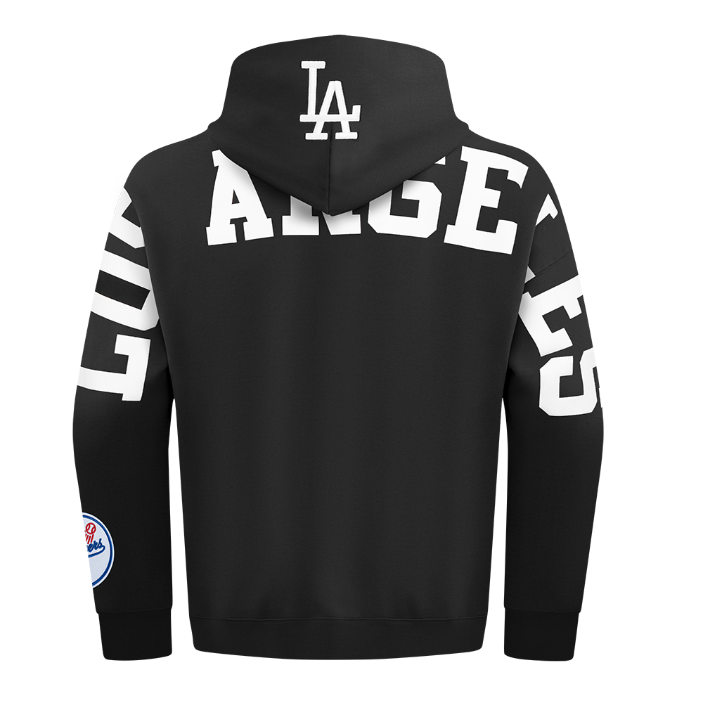 MLB LOS ANGELES DODGERS WINGSPAN MEN'S DROP SHOULDER FLC PO HOODIE V (BLACK) - Image 5