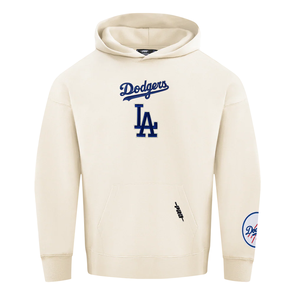 MLB LOS ANGELES DODGERS WINGSPAN MEN'S DROP SHOULDER FLC PO HOODIE V (EGGSHELL) - Image 3
