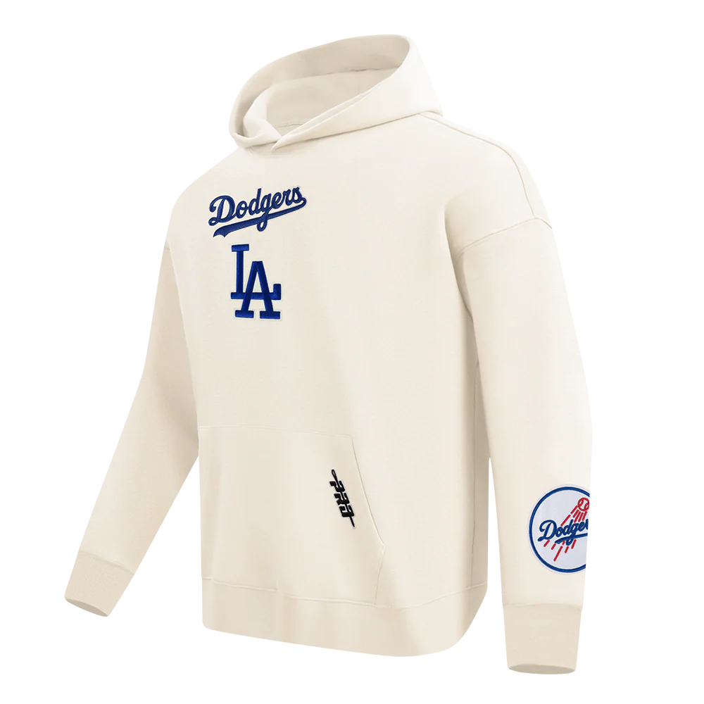 MLB LOS ANGELES DODGERS WINGSPAN MEN'S DROP SHOULDER FLC PO HOODIE V (EGGSHELL) - Image 4