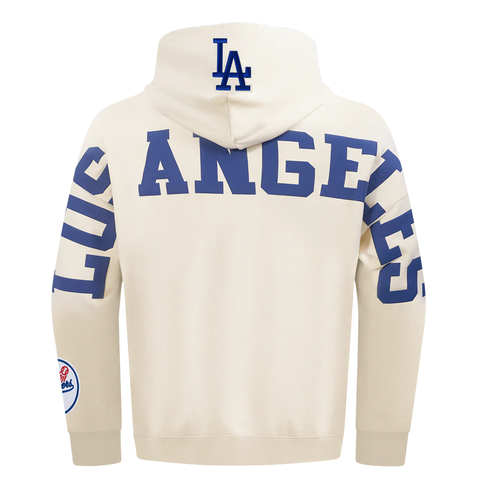 MLB LOS ANGELES DODGERS WINGSPAN MEN'S DROP SHOULDER FLC PO HOODIE V (EGGSHELL) - Image 5