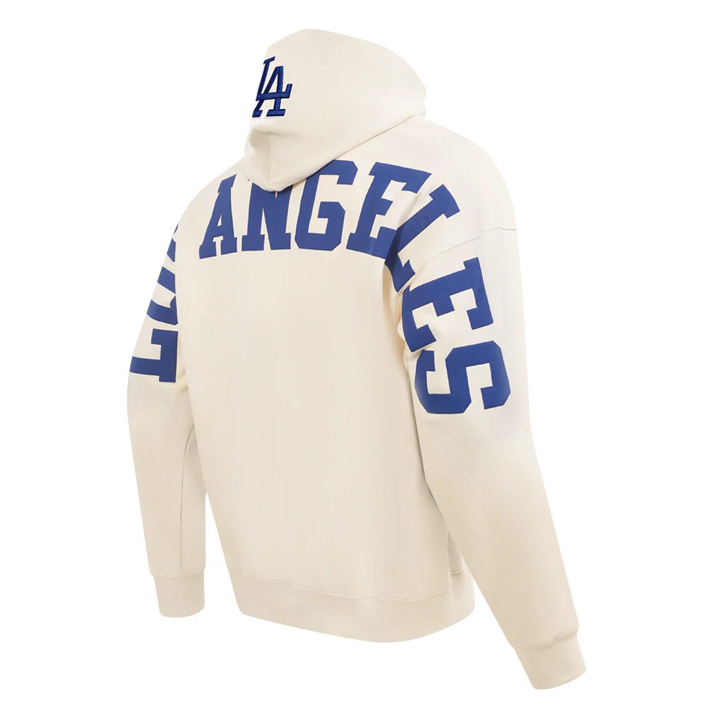 MLB LOS ANGELES DODGERS WINGSPAN MEN'S DROP SHOULDER FLC PO HOODIE V (EGGSHELL) - Image 6