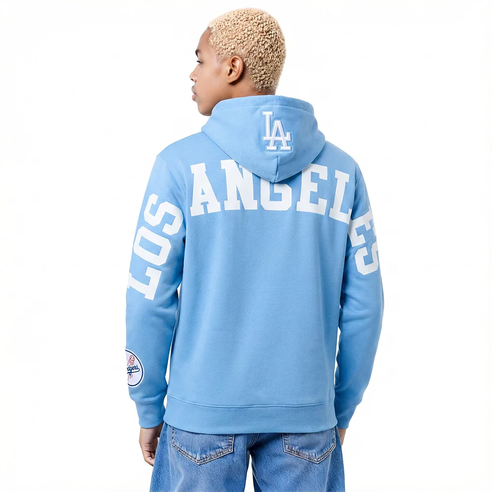 MLB LOS ANGELES DODGERS WINGSPAN MEN'S DROP SHOULDER FLC PO HOODIE V2 (UNIVERSITY BLUE)