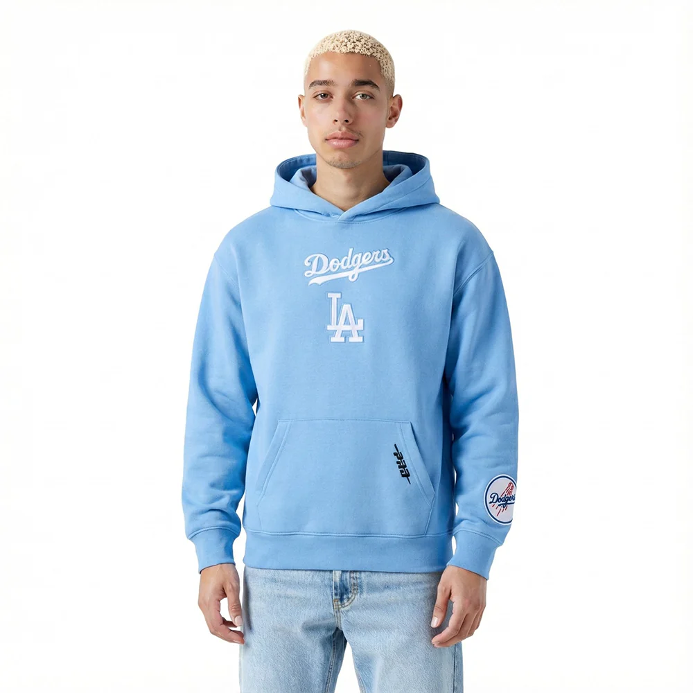 MLB LOS ANGELES DODGERS WINGSPAN MEN'S DROP SHOULDER FLC PO HOODIE V2 (UNIVERSITY BLUE) - Image 2