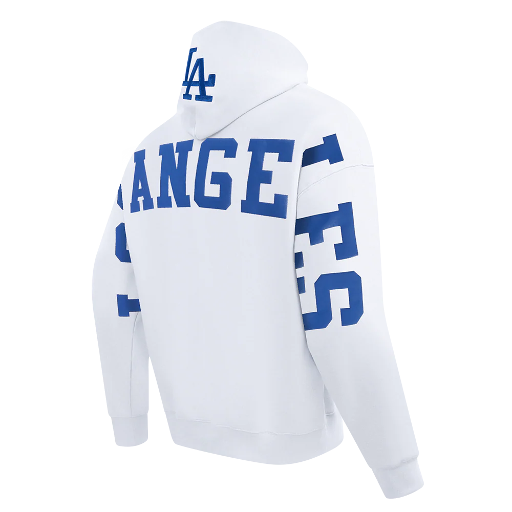 MLB LOS ANGELES DODGERS WINGSPAN MEN'S DROP SHOULDER FLC PO HOODIE V2 (WHITE) - Image 6