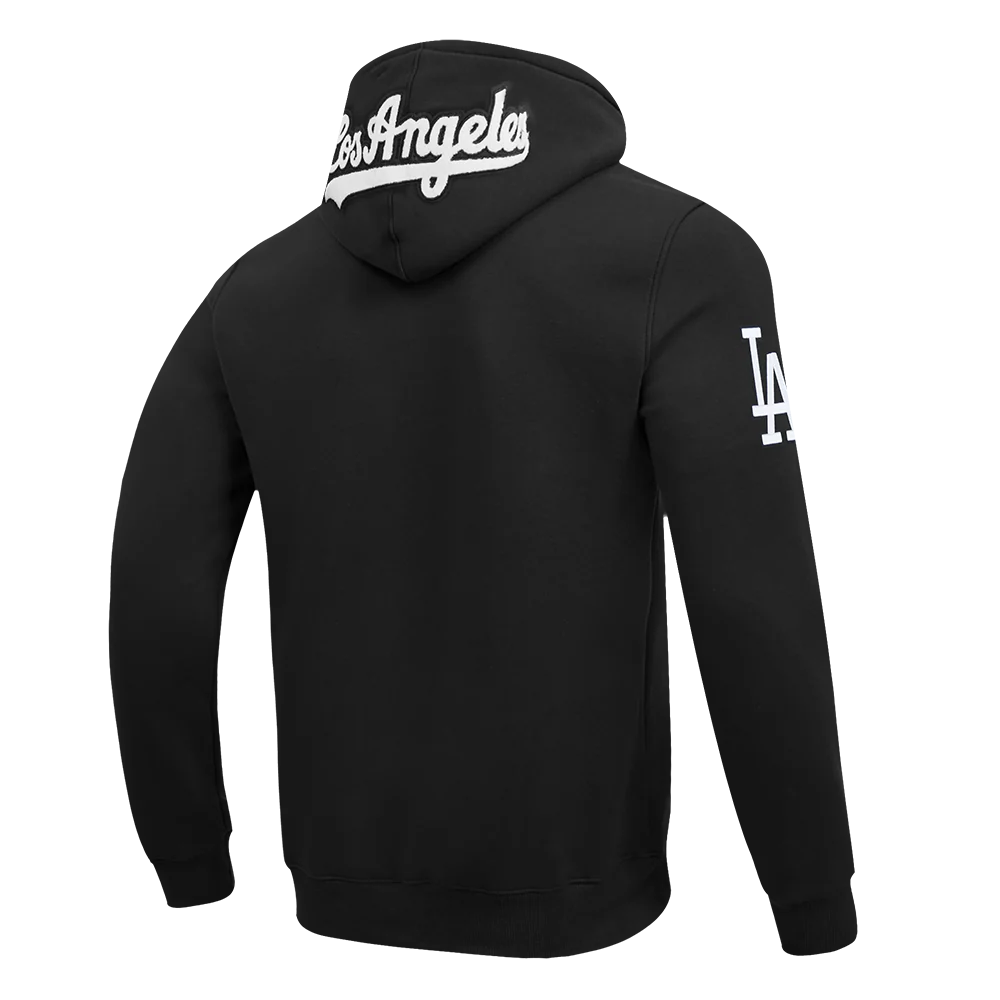 MLB LOS ANGELES DODGERS CLASSIC CHENILLE MEN'S DK PO HOODIE (BLACK) - Image 4