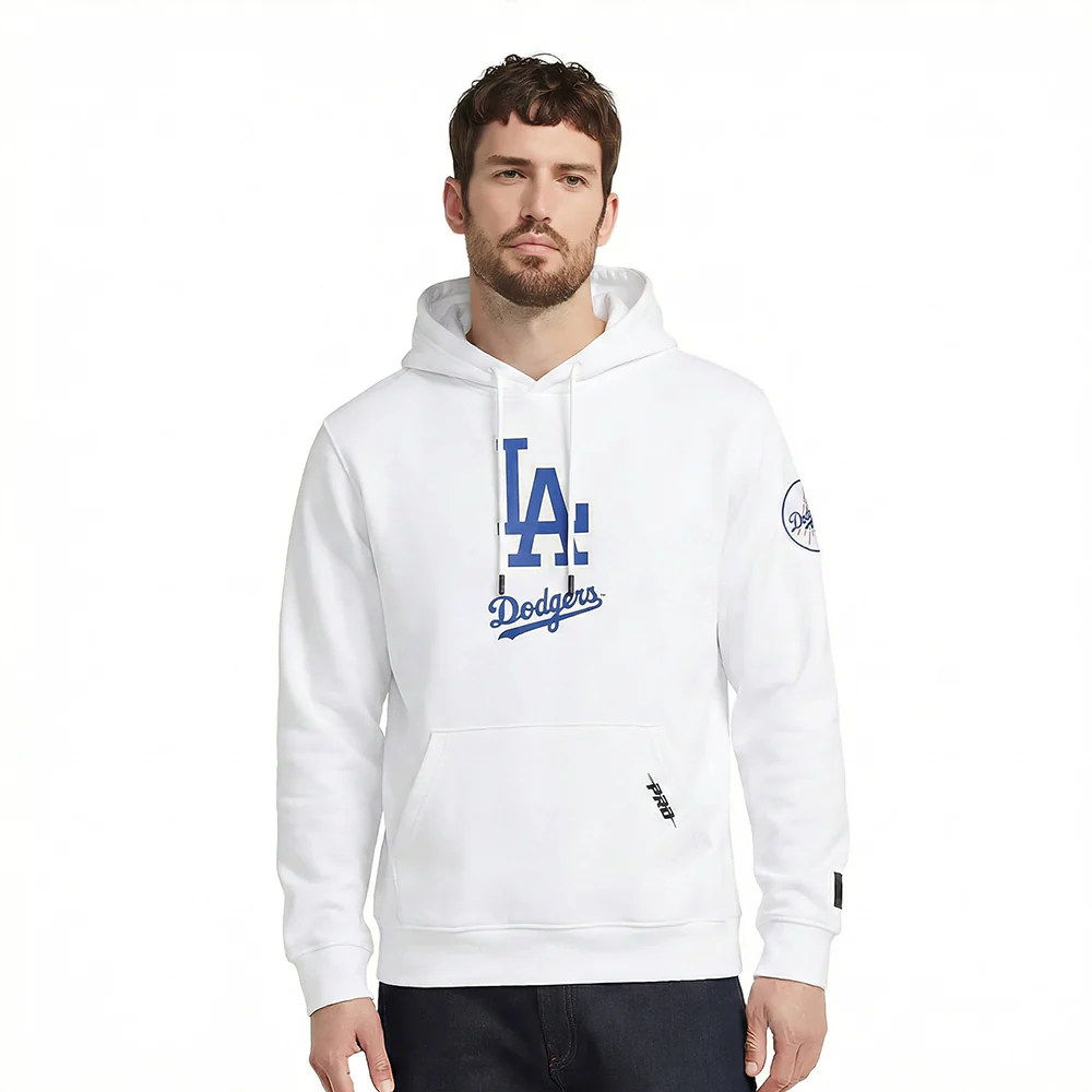MLB LOS ANGELES DODGERS CLASSIC CHENILLE MEN'S DK PO HOODIE (WHITE)
