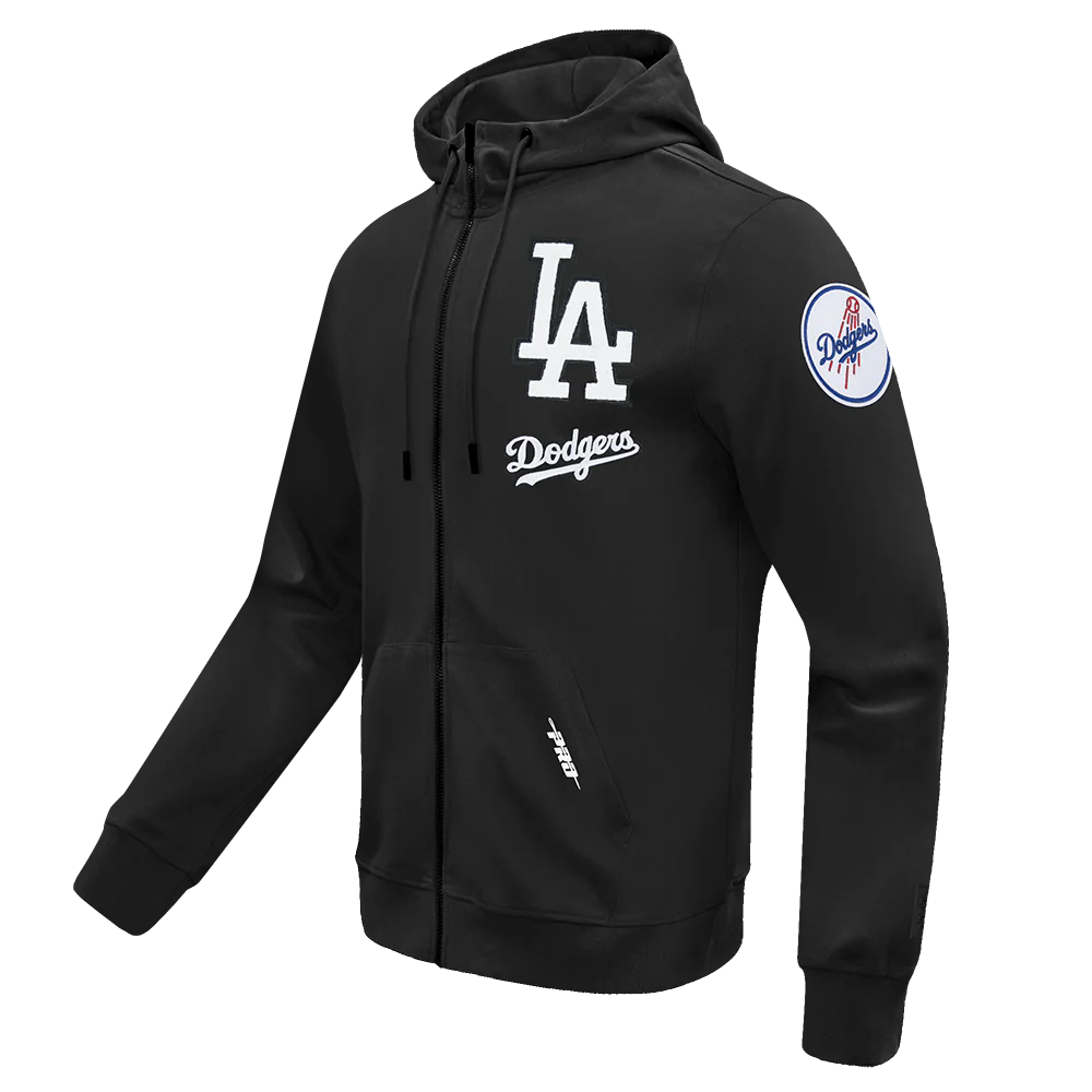 MLB LOS ANGELES DODGERS CLASSIC CHENILLE MEN'S DK FZ HOODIE (BLACK) - Image 3