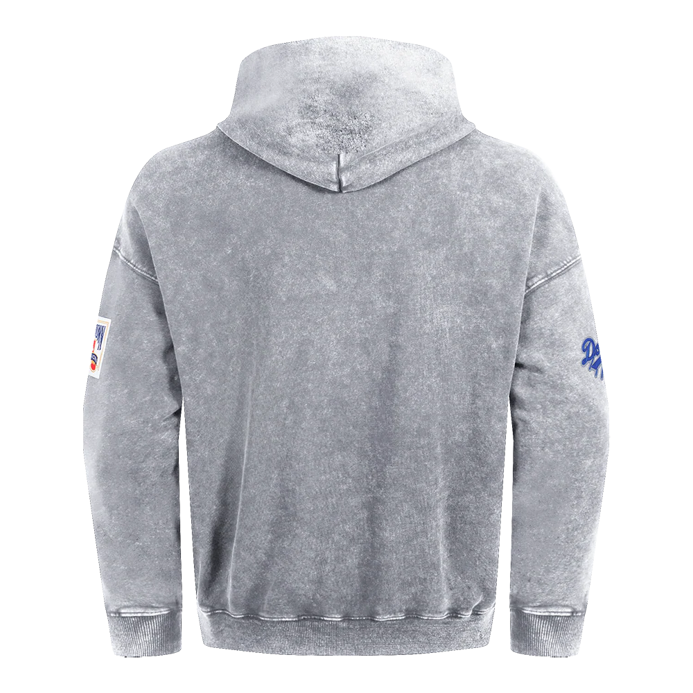 MLB LOS ANGELES DODGERS FIRST TEAM MEN'S PULL OVER HOODIE (WASHED GREY) - Image 5