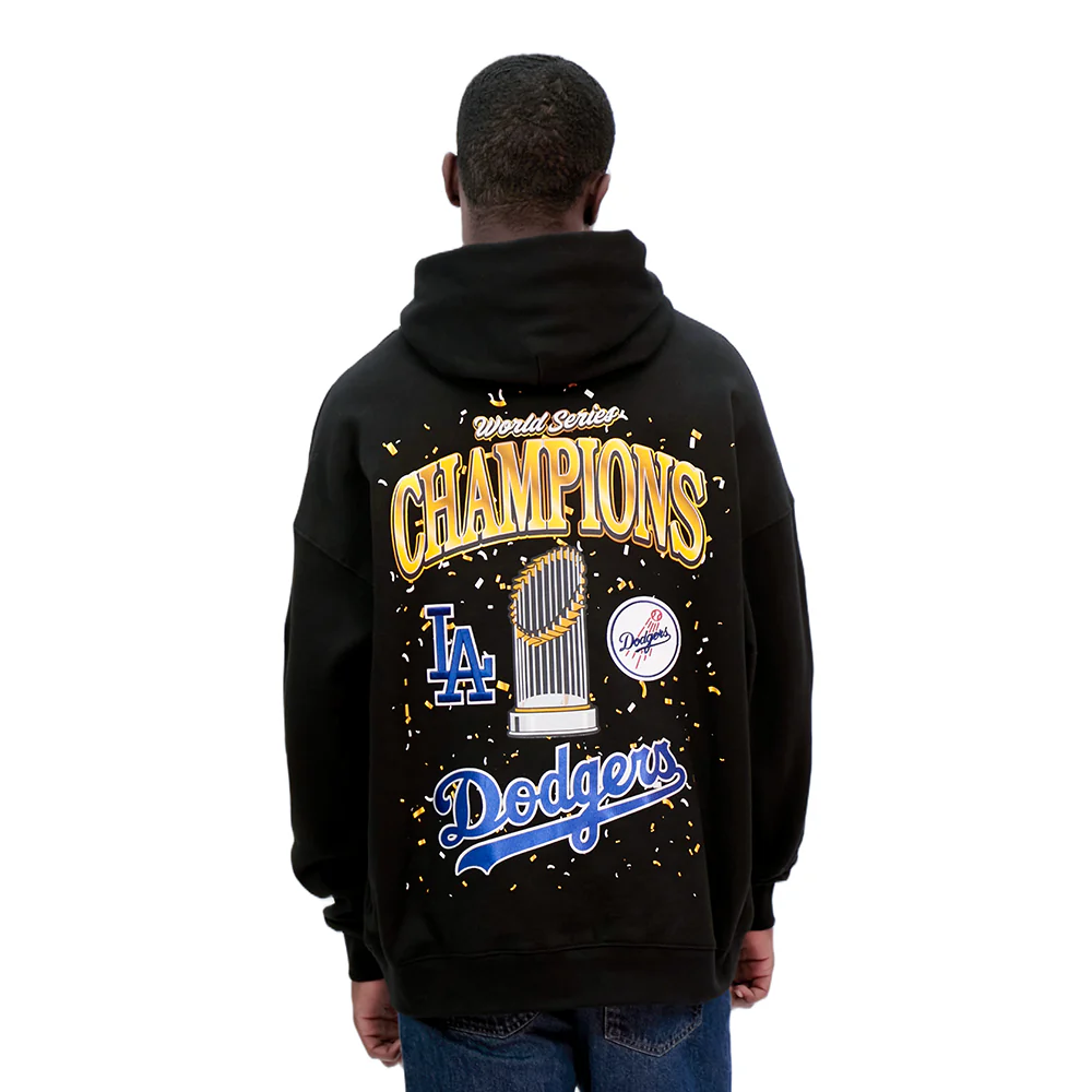 MLB LOS ANGELES DODGERS MLB WORLD SERIES 2025 MEN´S DROP SHOULDER FLC PO HOODIE (BLACK) - Image 2