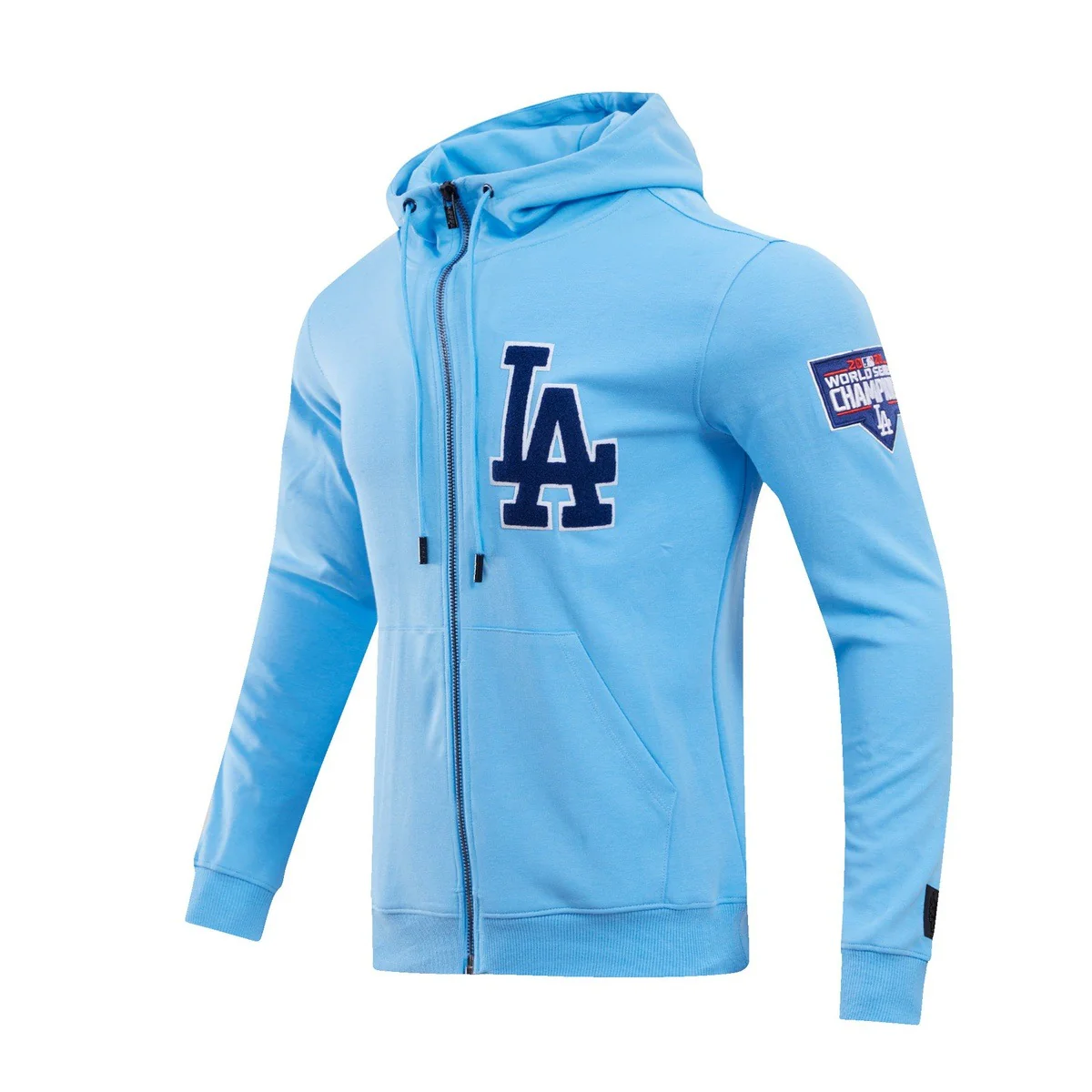 MLB LOS ANGELES DODGERS CLASSIC CHENILLE MEN'S FULL ZIP PULLOVER HOODIE (UNIVERSITY BLUE) - Image 2