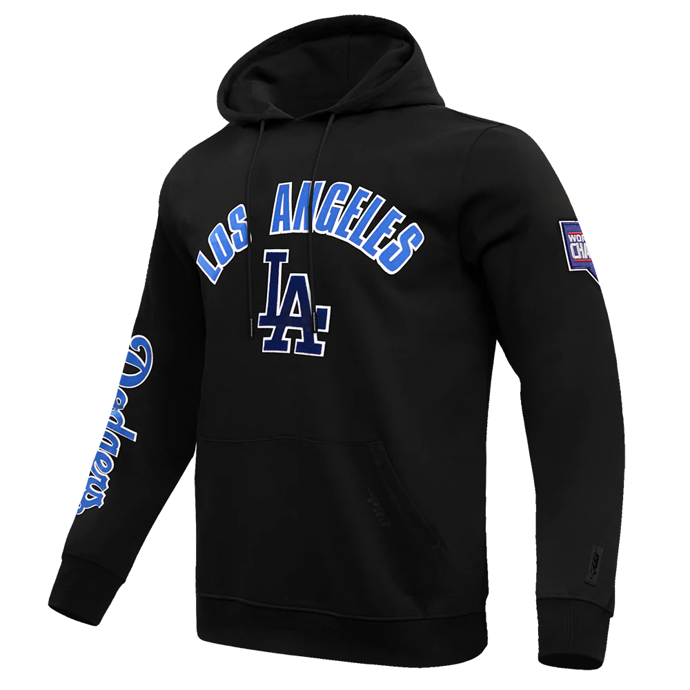 MLB LOS ANGELES DODGERS CLASSIC MEN'S PULLOVER HOODIE (BLACK) - Image 2