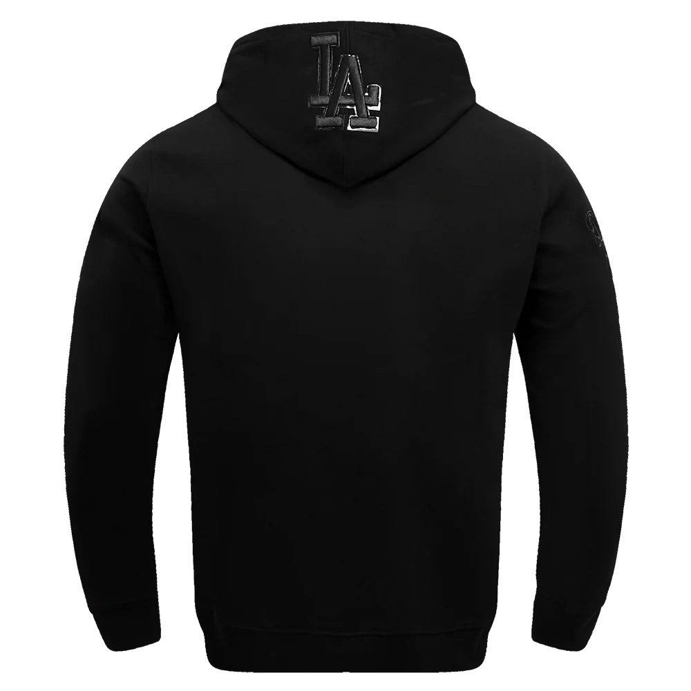 MLB LOS ANGELES DODGERS TRIPLE BLACK LOGO MEN'S PULLOVER HOODIE (BLACK) - Image 4