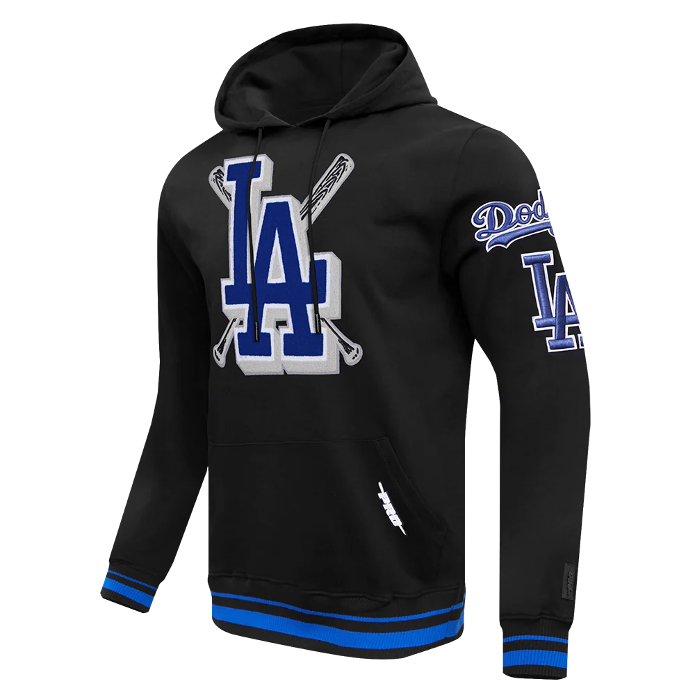 MLB LOS ANGELES DODGERS MASHUP MEN'S RIB PULLOVER HOODIE (BLACK/DODGER BLUE) - Image 2