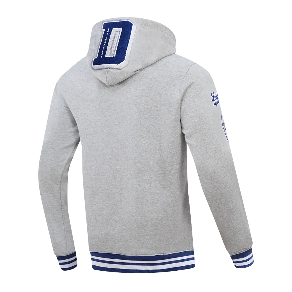 MLB LOS ANGELES DODGERS MASHUP MEN'S RIB PULLOVER HOODIE (HEATHER GREY/DODGER BLUE) - Image 3
