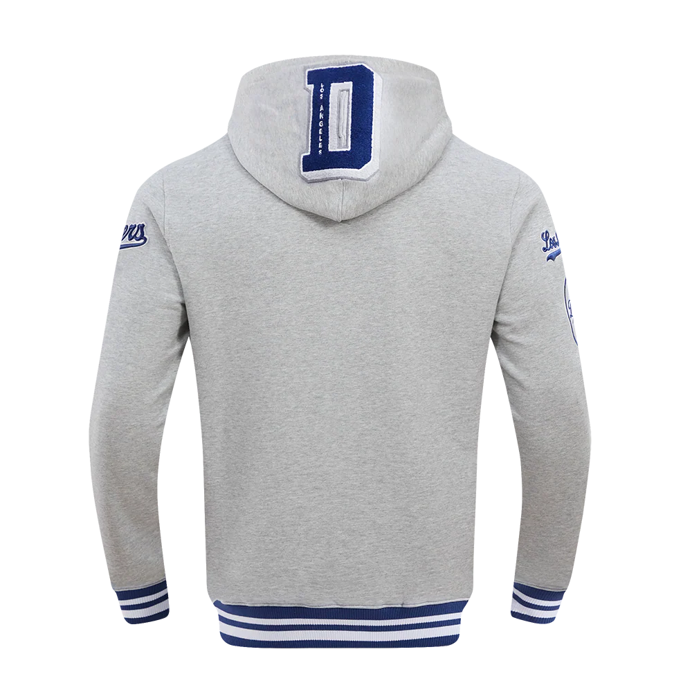 MLB LOS ANGELES DODGERS MASHUP MEN'S RIB PULLOVER HOODIE (HEATHER GREY/DODGER BLUE) - Image 4