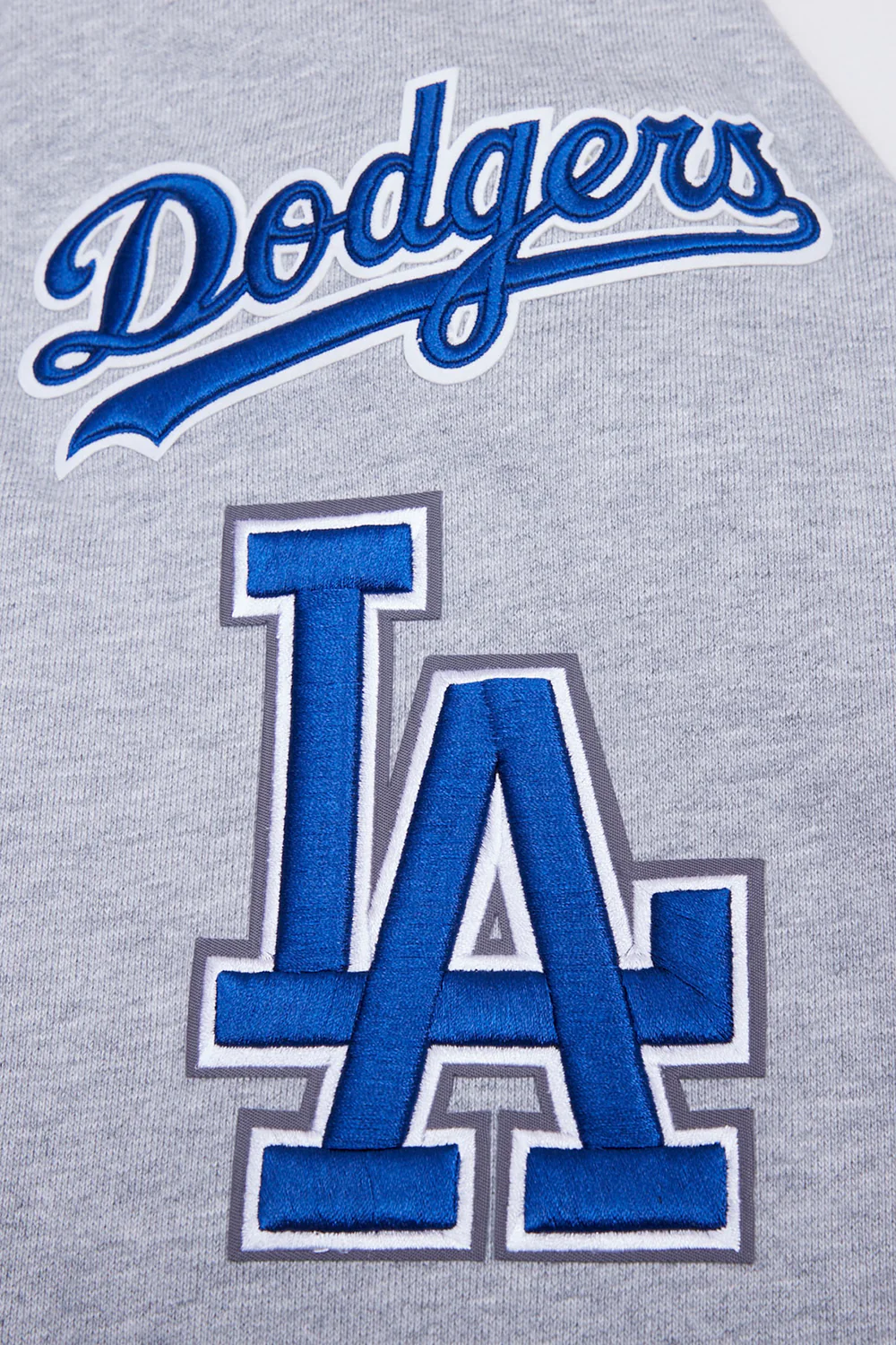 MLB LOS ANGELES DODGERS MASHUP MEN'S RIB CREWNECK (HEATHER GREY/DODGER BLUE) - Image 7