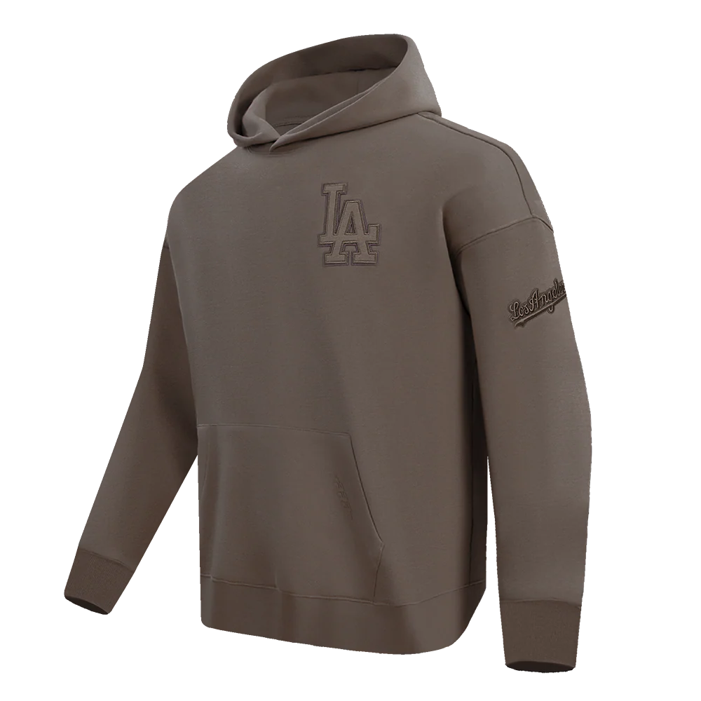 MLB LOS ANGELES DODGERS NEUTRAL DROP SHOULDER MEN'S PULLOVER HOODIE (DARK TAUPE) - Image 2