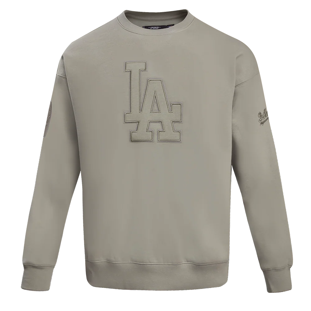 MLB LOS ANGELES DODGERS NEUTRAL DROP SHOULDER FLEECE CREWNECK (TAUPE)