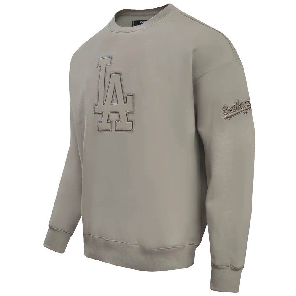 MLB LOS ANGELES DODGERS NEUTRAL DROP SHOULDER FLEECE CREWNECK (TAUPE) - Image 2
