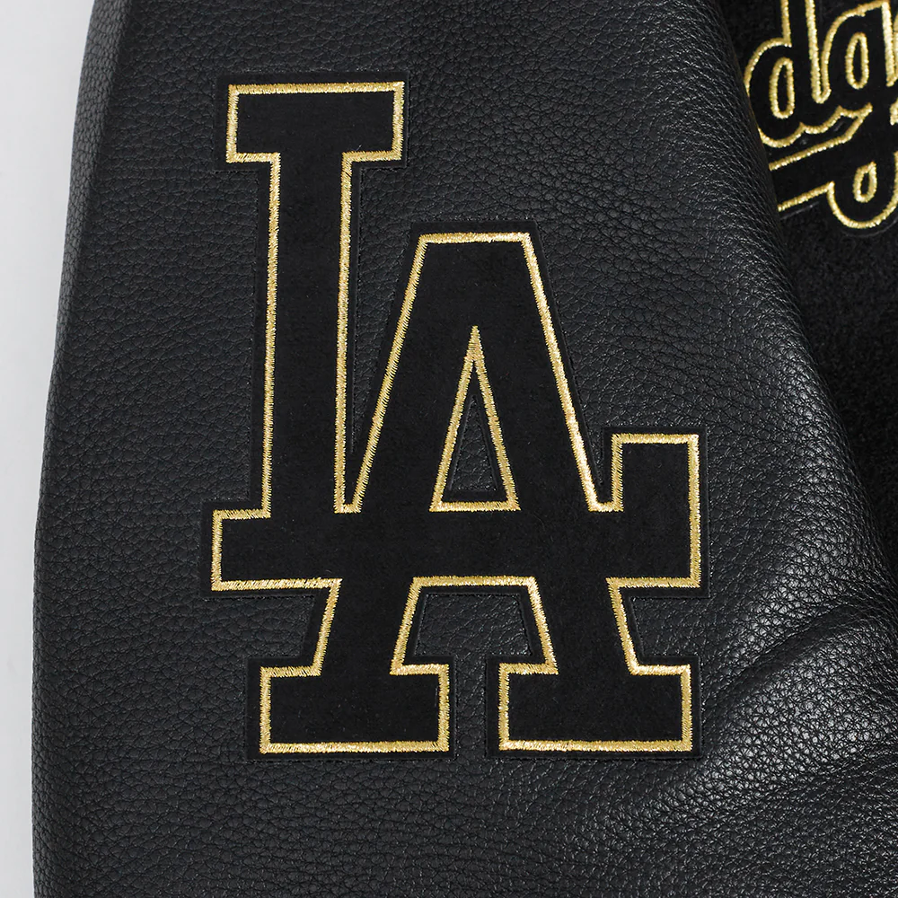MLB LOS ANGELES DODGERS BLACK & GOLD MEN'S WOOL VARSITY JACKET (JET BLACK) - Image 8