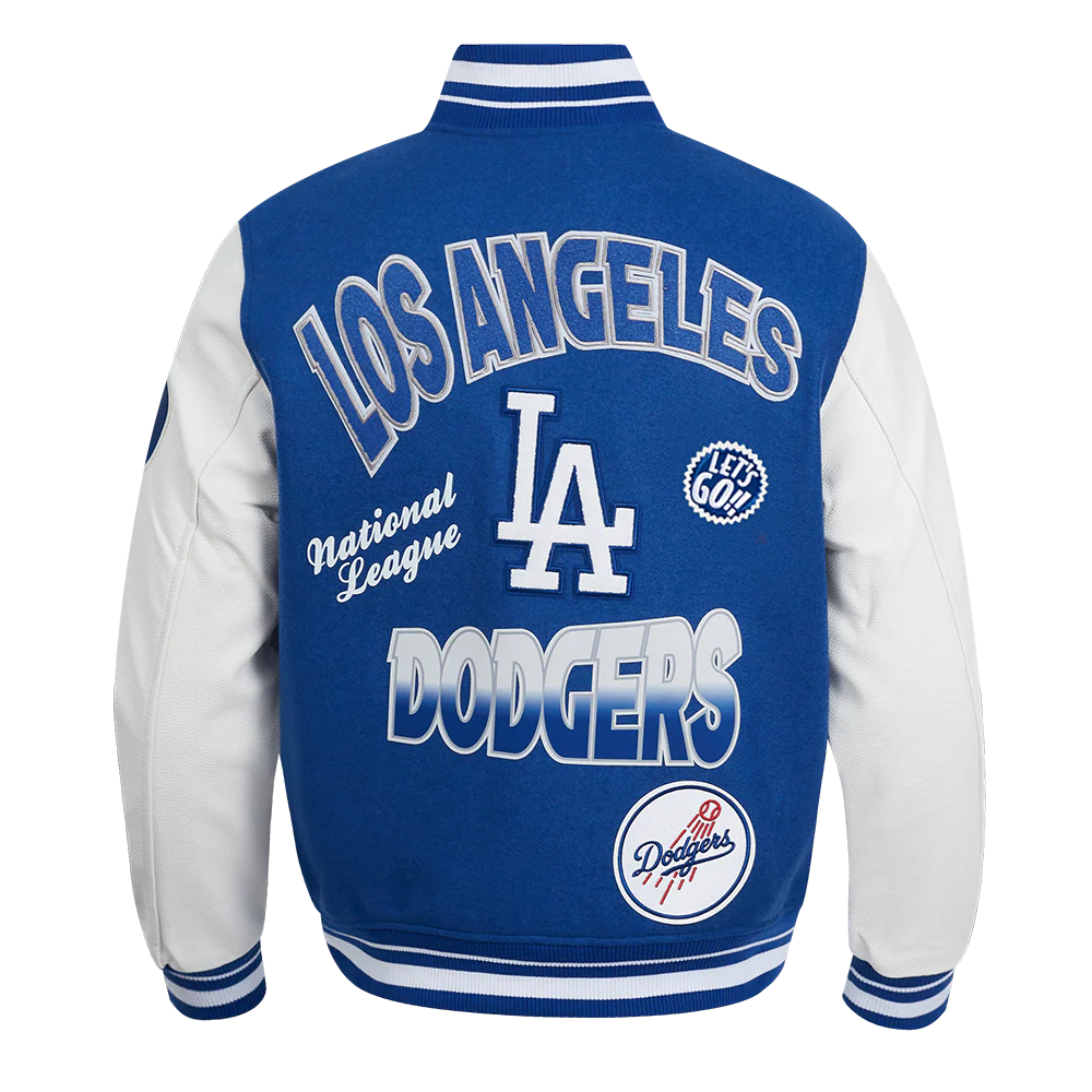 MLB LOS ANGELES DODGERS TURN IT UP MEN'S RIB WOOL VARSITY JACKET (DODGER BLUE/WHITE) - Image 3