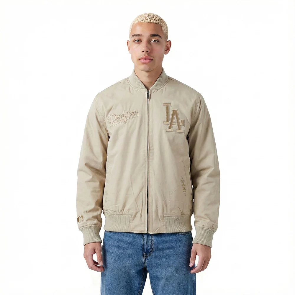 MLB LOS ANGELES DODGERS WINGSPAN MEN'S TWILL JACKET (TAUPE) - Image 2